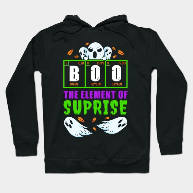 Boo, The Element of Surprise! Funny Chemist Halloween Gift Hoodie by Jamrock Designs